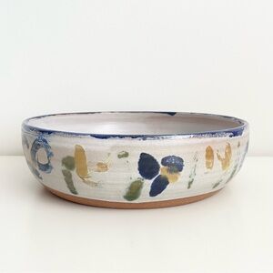 Vintage Handmade Ceramic Serving Bowl Pasta Salad Rustic European Countryside